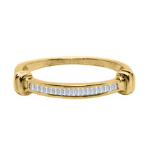 0.65CT Baguette Cut Lab-Created White Topaz Wedding Band Ring Yellow Gold Plated - £60.29 GBP