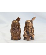 Indian Boy Girl Salt Pepper Shaker Set Figurine Brass 2-3/4&quot; Tall x 1 -1... - $185.31 MXN
