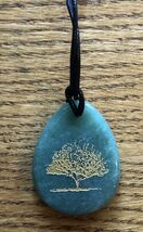 Green Aventurine Pendant Brass Tree of Life Inlay! - €5,86 EUR