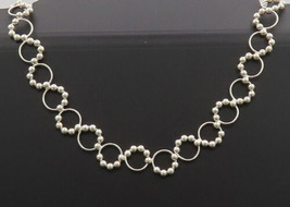 925 Sterling Silver - Vintage Minimalist Beaded Ring Link Necklace - NE4158 - £61.78 GBP