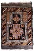 Handmade antique collectible Afghan Baluch rug 2.1&#39; x 3.4&#39; (66cm x 104cm) 1900s - £900.69 GBP