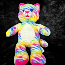 Build a Bear BAB Cat Tiger Rainbow Stripes 16”  Pink Yellow Blue Orange LF - $12.07