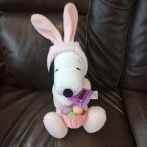 Snoopy Bunny Pink Hallmark Peanuts  Plush Holding Easter basket Eggs 16”... - $19.95