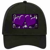 Purple White Owl Hearts Oil Rubbed Novelty Black Mesh License Plate Hat - £22.67 GBP