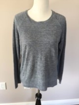 EUC JBRAND Long Sleeve Blue Marbled Cotton Blend Side Zip Detail Sweatsh... - $58.41