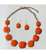 Bold Neon Orange Statement Necklace &amp; Earrings Set – Halloween Costume Glow - $17.99