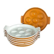 Le Creuset Orange Cast Iron Escargot Dishes, Set of Six, Vintage French Cookware - £75.79 GBP