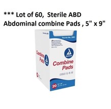 60 Count Abdominal ABD Combine Pads Sterile 5x9 Bandages Wound Dressing ... - £27.21 GBP