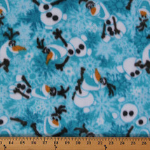 Disney Frozen Mini Olaf Snowman Toss Snowflakes Blue Fleece Fabric Print A329.06 - £6.26 GBP