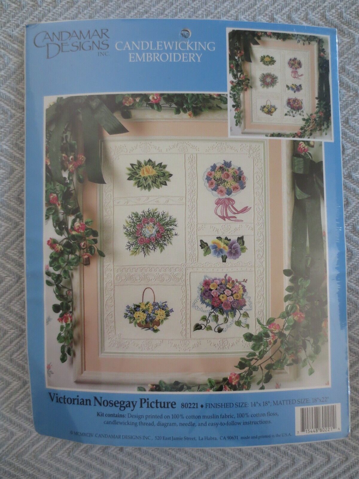 SEALED Candamar VICTORIAN NOSEGAY PICTURE Candlewicking Embroidery KIT #80221 - $12.00