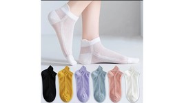 6 Pair Mesh Socks Ladies Low Cut Solids One Size Comfort Breathable Summer Gym - £7.98 GBP