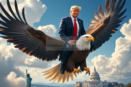 President Donald Trump Riding An American Bald Eagle Patriotic 4X6 Ai Photo - £6.93 GBP