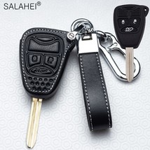 Leather Car Key Case Cover Holder Protection For  Wrangler Comp Patriot Liberty  - £30.84 GBP