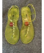 Katy Perry Women&#39;s The Geli-T Strap Flat Sandal Smiley FACE/Lemon Drop S... - €18,41 EUR