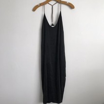 Lunya Washable Silk Slip Dress S Black T Back Slit Pockets Pullover Loungewear - £58.53 GBP