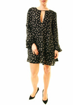 Free People Womens Dress Long Sleeve Elegant Mini Black Size S - £44.39 GBP