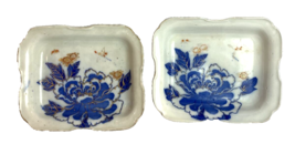 Vintage Asian Footed Porcelain Blue/White Rectangle Footed Dish Lot of 2 - $17.09