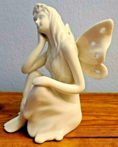 Angel Nymph Fairy Pierced Butterfly Wings Kitschy Ceramic Figurine - $19.91