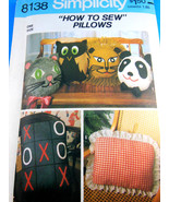 Vintage Simplicity 8138 Pillows Panda Cat Lion Owl Transfer Pattern UNCU... - $7.58 CAD
