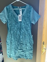 NWT Lungo L’arno purolino made in italy linen dress sz S ladies Teal Flo... - £44.82 GBP