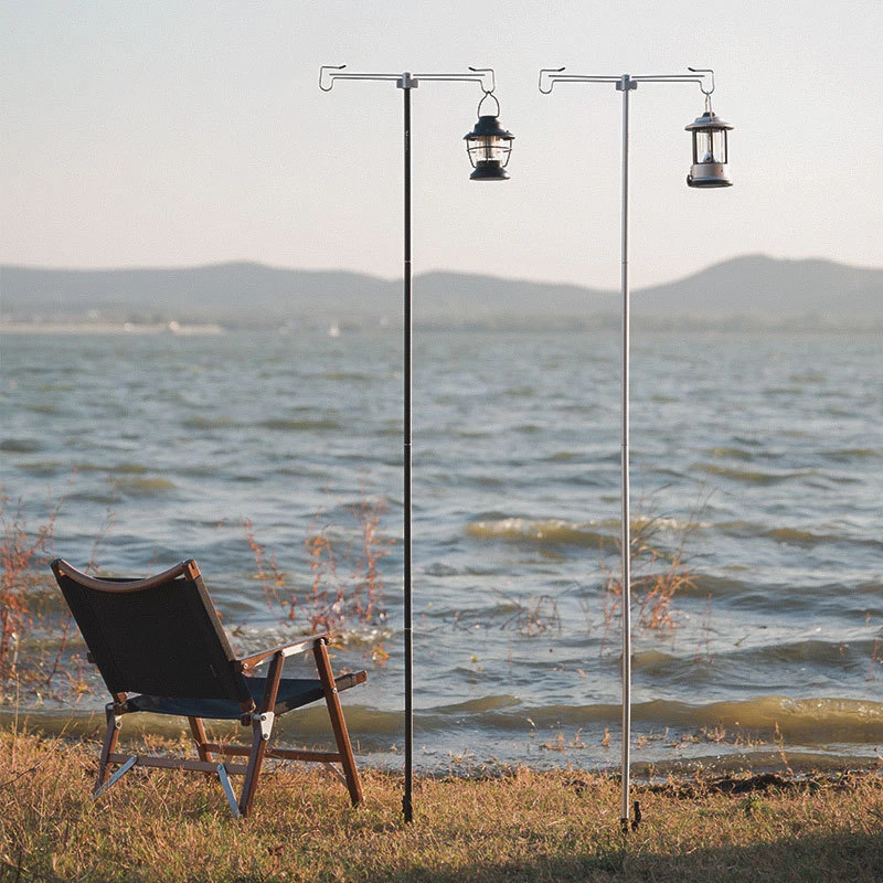Camping Lamp Stand Hook Portable Folding Lantern Post Pole Collapsible Outdoor - £19.06 GBP+