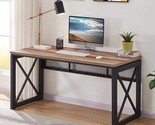Industrial Home Office Desks, Rustic Wood Computer Desk, Farmhouse Sturd... - $400.99
