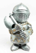 Renaissance Medieval Knight Suit Of Armor With Dwarf Axe Chibi Figurine 4&quot;H - £16.60 GBP