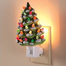 Night Light Christmas Tree Lighted Green Indoor Lighting Holiday Seasonal Decor - £23.65 GBP