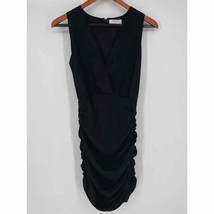 Babaton Ruched Sheath Mini Dress Sz 2 Black Sleeveless LBD Party Cocktail - $39.20