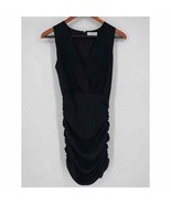Babaton Ruched Sheath Mini Dress Sz 2 Black Sleeveless LBD Party Cocktail - £30.87 GBP