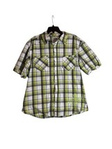 Men’s Akademiks Plaid Green Short Sleeve Button Up Embroidered Polo Size 3XL - £12.40 GBP