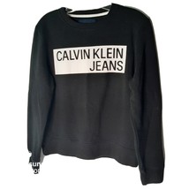 Calvin Klein Women Black Pullover Sweatshirt Sweater Small Spellout Flee... - £19.49 GBP