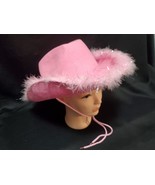 Pink Cowgirl Hat with Fluffy Feathers Costume Party Accessory NEW - £6.73 GBP