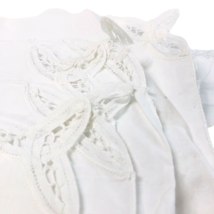 5 Cloth Table Napkins Battenburg Lace Corners White 15 Square Vintage - $14.84