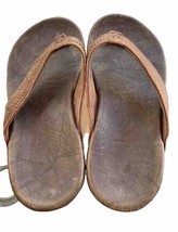Mens OluKai Hiapo Sandals Tan Brown Leather Size 10 - £38.92 GBP