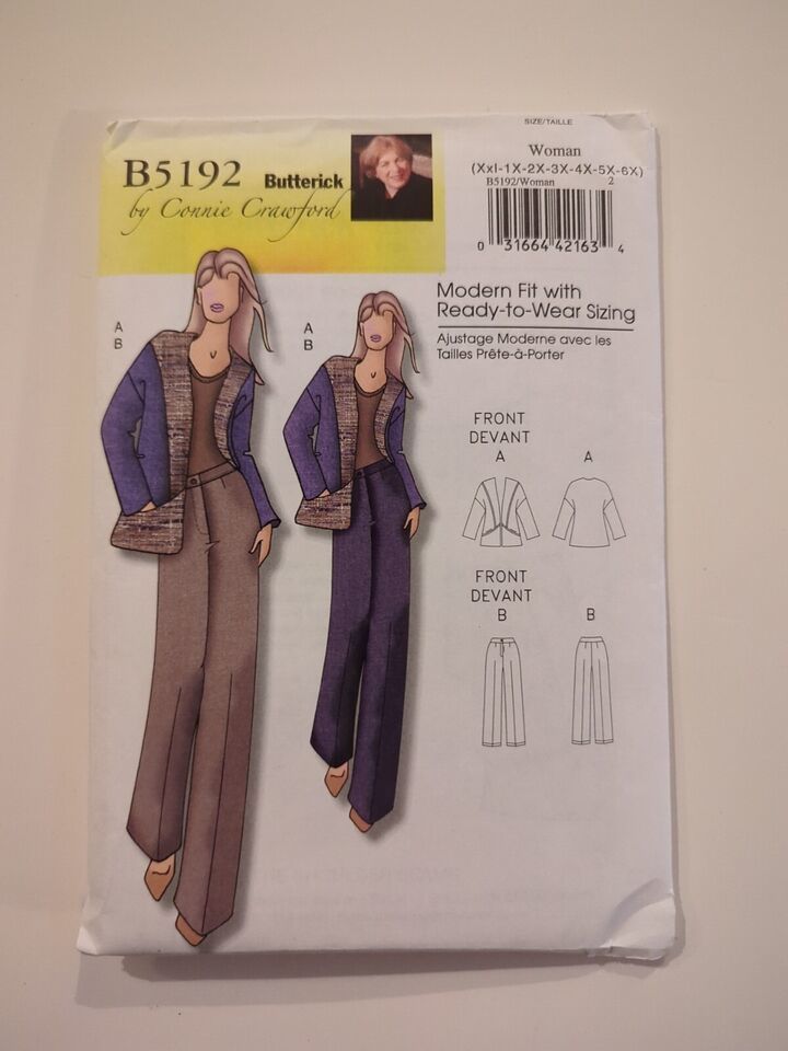 Women's Wide Leg Pants Jacket Blazer Suit Sewing Pattern UNCUT Size XXL 1X-6X - $9.49