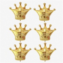 Royal Celebration: 6 Majestic 39.4 Inch Gold Crown F Balloons - Regal Balloon De - £25.22 GBP