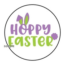 30 Hoppy Easter Envelope Seals Labels Stickers 1.5&quot; Round Bunny Ears Tags - £5.93 GBP