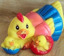 BEE Toys 1992 Small Rubber Chicken Mom with 2 Baby Chicks PLEASE READ - $117.74 MXN
