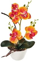 Imiee Artificial Orchid Phalaenopsis Arrangement Flower Bonsai, H:12&quot; (Orange). - £31.03 GBP