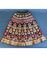 New Indian Brocade Lehenga Skirt – Gold Floral Metallic, Size L, 41″ Length - $42.99