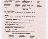 Graeter&#39;s Ice Cream Menu Cincinnati Ohio Sundaes Sodas Fountain Favorites - £14.12 GBP