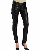 Leather Pants Leggings Size Waist High Black Women Wet S L Womens 14 6 L... - £75.37 GBP