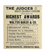 Walter Baker Cocoa 1894 Advertisement Victorian Columbian Exposition 2 A... - €17,15 EUR