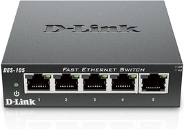 D-Link Des-105/B, Fast Ethernet Switch, 5 Port Unmanaged 10/100 Metal Fanless - £33.60 GBP