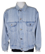 Y2K 90s Denim Pepsi Jacket Mens Large Distressed Trucker Blue Jean Coat ... - £34.95 GBP