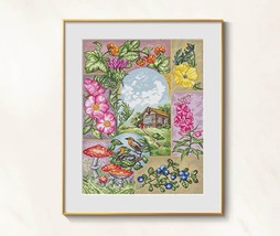 Flower Garden cross stitch cottagecore pattern pdf - Victorian floral or... - £13.88 GBP