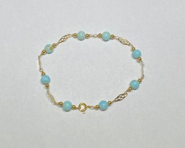 14 Kt Yellow Gold Filled &amp; Genuine 6mm Turquoise Filigree Plaque 8.5&quot; Br... - $74.98 CAD
