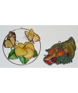 Two Vintage Stained Glass Look 5&quot; Window Sun Catchers - $9.85