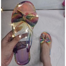 2021 Summer Fashion Beach Shoes Transparent Clear Woman Flip Flops Colorful Crys - £21.80 GBP